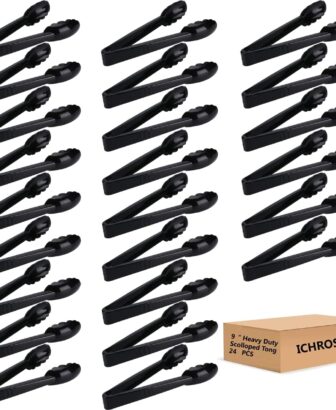 Plastic Serving Tongs Disposable Kitchen Tongs for Food Salad | 9 Inch Heavy Duty, BPA free, 24 Pcs, Perfect for Buffet, BBQ, Parties, Catering Supplies, Wedding, Banquet, Fruit, Ice