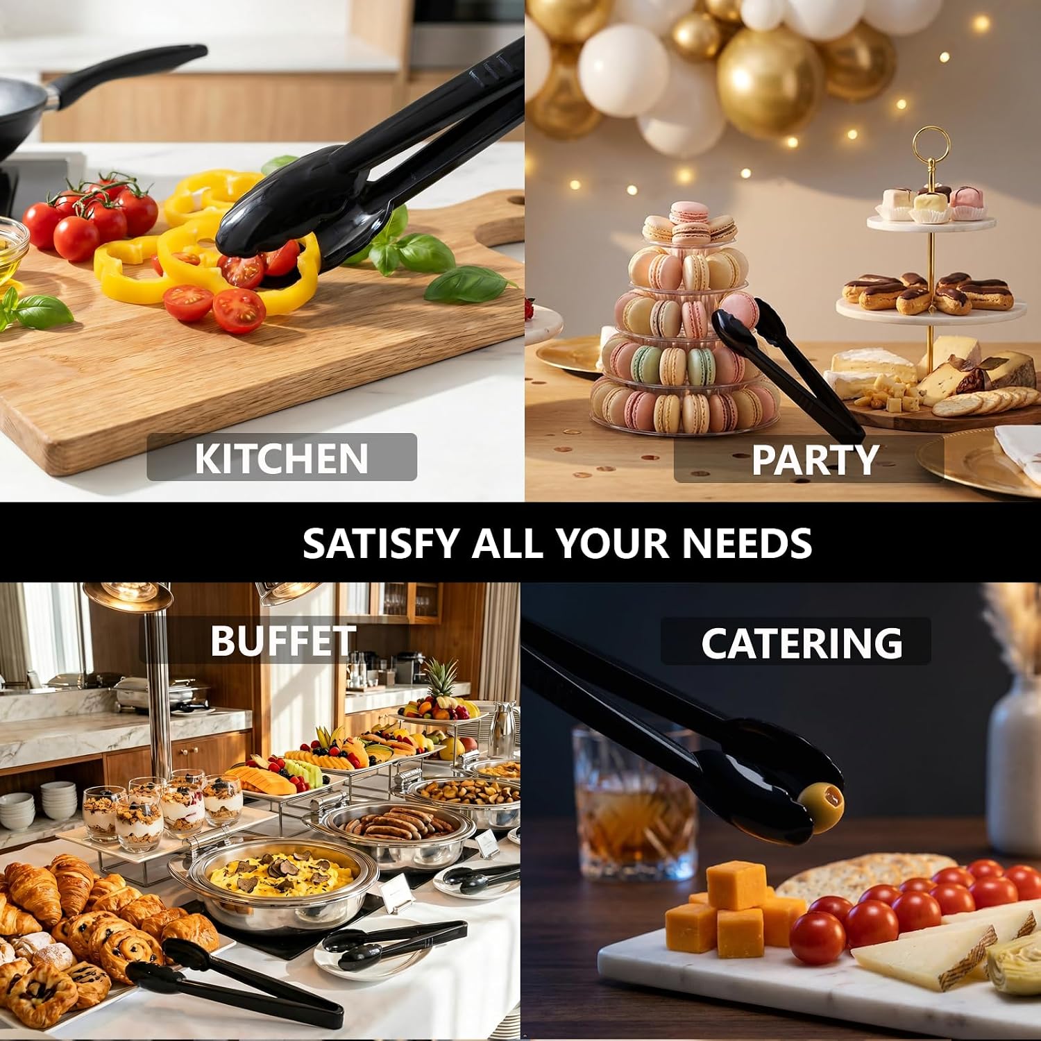 Plastic Serving Tongs Disposable Kitchen Tongs for Food Salad | 9 Inch Heavy Duty, BPA free, 24 Pcs, Perfect for Buffet, BBQ, Parties, Catering Supplies, Wedding, Banquet, Fruit, Ice - Image 5