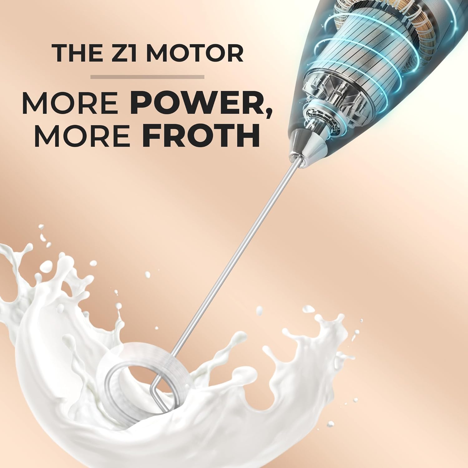 Zulay Kitchen Powerful Milk Frother Wand With Duracell Batteries - Ultra Fast Handheld Drink Mixer - Electric Whisk Foam Maker for Coffee, Lattes, Cappuccino & Matcha - Z1 Motor - Black - Image 3